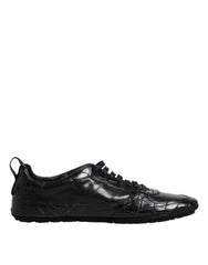 Dolce & Gabbana Black Exotic Leather Low Top Sneakers Shoes