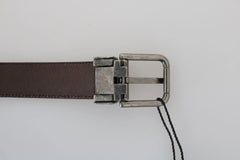 Dolce & Gabbana Blue Perforated Leather Gray Buckle Belt