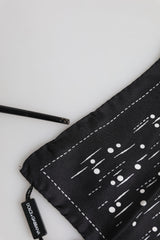Dolce & Gabbana Black White Printed Square Men Foulard Scarf