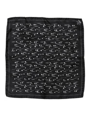 Dolce & Gabbana Black White Printed Square Men Foulard Scarf