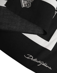 Dolce & Gabbana Black White Printed Square Foulard Scarf