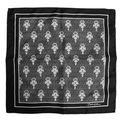 Dolce & Gabbana Black White Printed Square Foulard Scarf