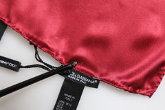Dolce & Gabbana Red Solid Satin Silk Square Handkerchief Scarf