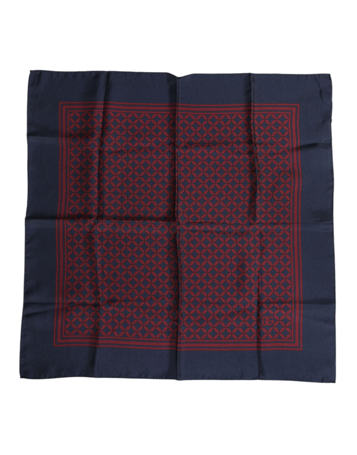 Dolce & Gabbana Red Blue Printed Silk Square Men Foulard Scarf