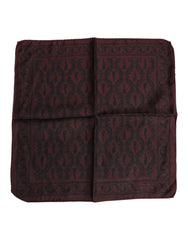 Dolce & Gabbana Maroon Black Printed Square Men Foulard Scarf