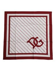 Dolce & Gabbana White Red DG Logo Square Men Foulard Scarf