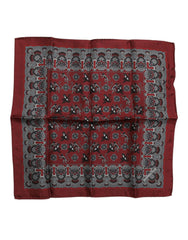 Dolce & Gabbana Maroon Monkey Print Silk Square Foulard Scarf