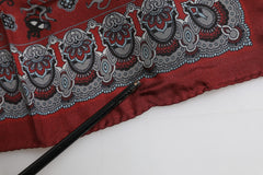 Dolce & Gabbana Maroon Monkey Print Silk Square Foulard Scarf