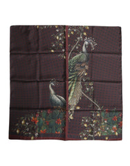 Dolce & Gabbana Brown Peacock Print Square Men Foulard Scarf
