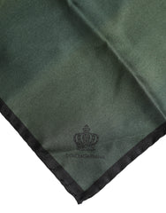 Dolce & Gabbana Green DG Crown Silk Square Men Foulard Scarf