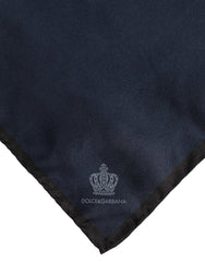 Dolce & Gabbana Blue DG Crown Silk Square Men Foulard Scarf