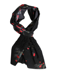 Dolce & Gabbana Black Floral Print Neck Warmer Wrap Scarf