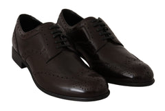 Dolce & Gabbana Elegant Brown Leather Oxford Flats