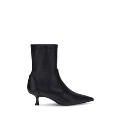 Stuart Weitzman Black Calf Leather Bos Taurus Ankle Boots