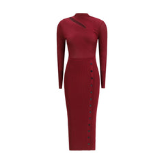 Self-Portrait Ribbed midi Dress