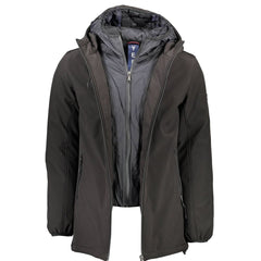 Yes Zee Black Polyester Jackets & Coat