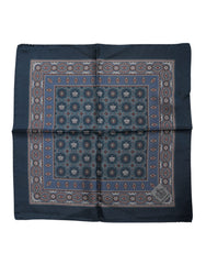 Dolce & Gabbana Blue Printed Silk Square Men Foulard Scarf