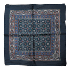 Dolce & Gabbana Blue Printed Silk Square Men Foulard Scarf