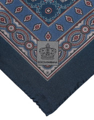 Dolce & Gabbana Blue Printed Silk Square Men Foulard Scarf