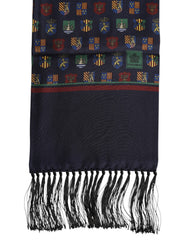 Dolce & Gabbana Blue Silk Printed Fringes Foulard Scarf