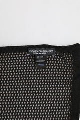 Dolce & Gabbana Black Patterned Cotton Square Foulard Scarf