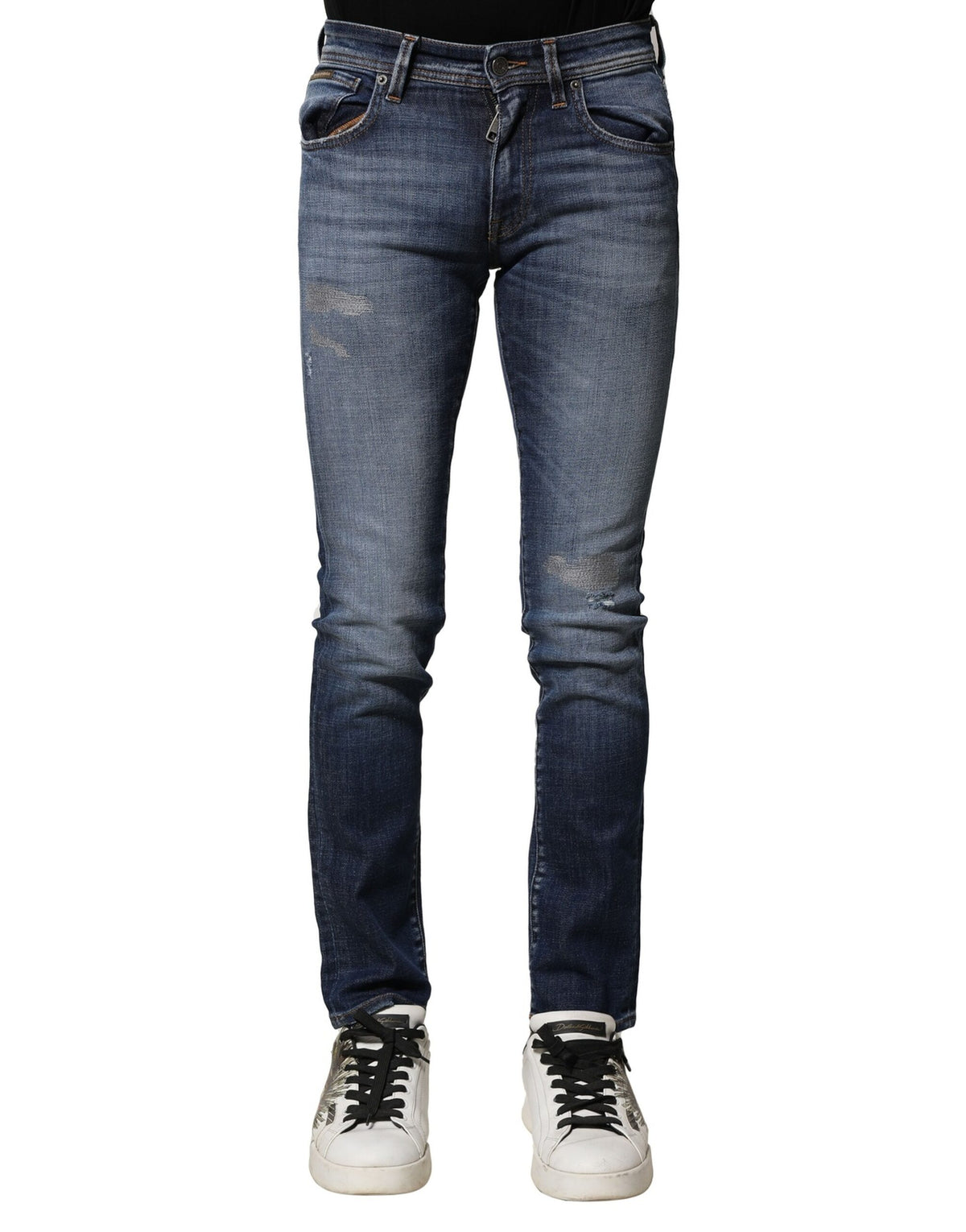 Dolce & Gabbana Blue Washed Cotton Slim Fit Men Denim Jeans