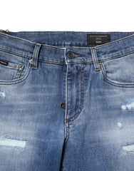 Dolce & Gabbana Blue Washed Cotton Skinny Men Denim Jeans