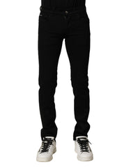 Dolce & Gabbana Black Cotton Stretch Skinny Men Denim Jeans