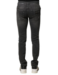 Dolce & Gabbana Black Washed Tattered Slim Fit Denim Jeans