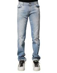 Dolce & Gabbana Light Blue Washed Straight Fit Denim Jeans
