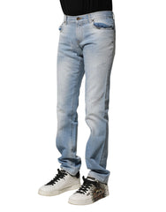 Dolce & Gabbana Light Blue Washed Straight Fit Denim Jeans