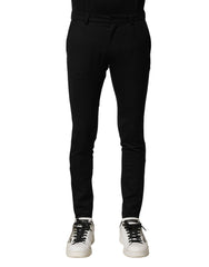 Dolce & Gabbana Black Wool Men Skinny Mid Waist Pants