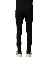 Dolce & Gabbana Black Wool Men Skinny Mid Waist Pants