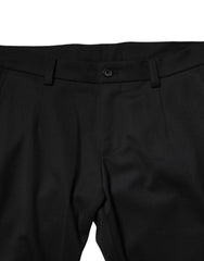 Dolce & Gabbana Black Wool Men Skinny Mid Waist Pants