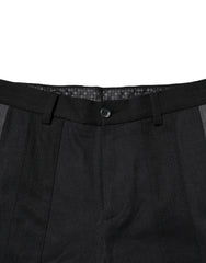 Dolce & Gabbana Black Gray Cotton Tapered Men Pants