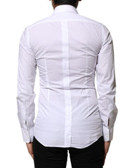 Dolce & Gabbana White GOLD Cotton Poplin Formal Dress Shirt