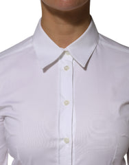 Dolce & Gabbana White Cotton Collared Long Sleeves Shirt Top