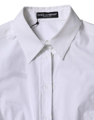 Dolce & Gabbana White Cotton Collared Long Sleeves Shirt Top
