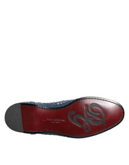Dolce & Gabbana Blue Woven Leather Slip On Loafers Shoes