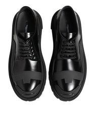 Dolce & Gabbana Black Patent Leather Trekking Derby Shoes
