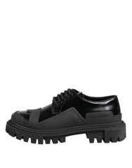 Dolce & Gabbana Black Patent Leather Trekking Derby Shoes