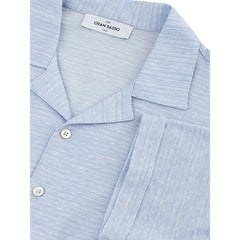 Gran Sasso Blue Linen And Cotton Shortsleeve