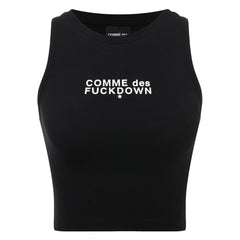 Comme Des Fuckdown Black Cotton Women Cropped Top
