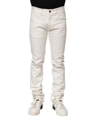 Dolce & Gabbana White Cotton Skinny Men Denim Jeans