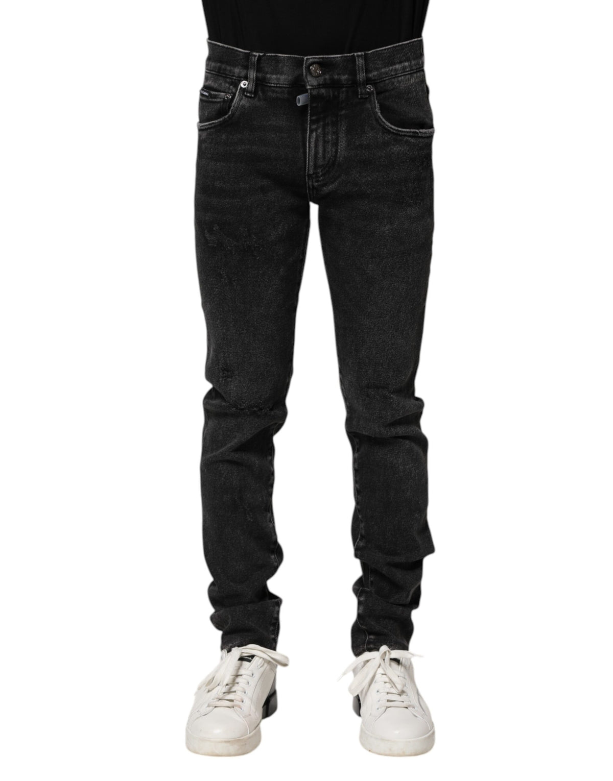 Dolce & Gabbana Black Cotton Skinny Men Denim Jeans