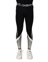 Dolce & Gabbana Black Silver Nylon Skinny Men Leggings Pants