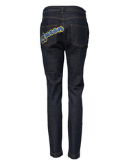 Dolce & Gabbana Blue Queen Patch AUDREY Mid Waist Denim Jeans
