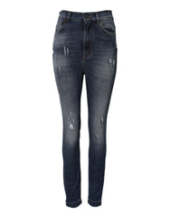 Dolce & Gabbana Blue Washed Cotton High Waisted Denim Jeans