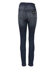 Dolce & Gabbana Blue Washed Cotton High Waisted Denim Jeans