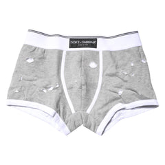 Dolce & Gabbana Gray Cotton Stretch Regular Boxer Underwear